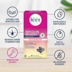 Veet Leg and Body Hair Remover Cold Wax Strips, 40 ct (Pack of 6)