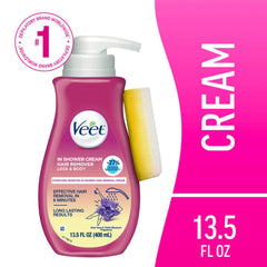 Veet Sensitive Formula with Aloe Vera In Shower 13.5 Fl Oz. Hair Removal Cream for Legs & Body
