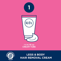 Veet Sensitive Skin Formula with Aloe Vera and Vitamin E, Dermatologically Tested Hair Removal Gel Cream 6.76 Fl Oz. for Legs & Body (4 Pack)